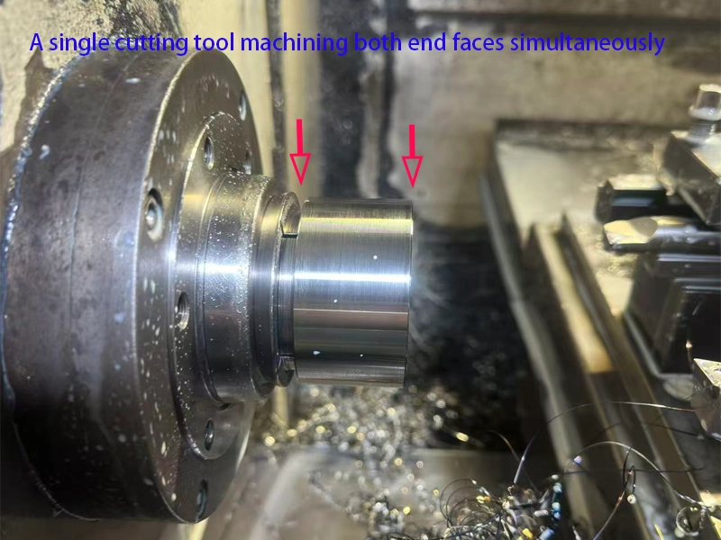 Gap-design internal expansion collet providing bottom clearance for single-setup CNC turning